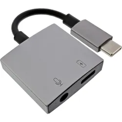 InLine USB-C Audio Adapterkabel, USB-C zu 3,5mm Buchse + PD 30W