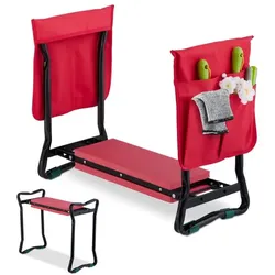 Relaxdays Kniebank für Gartenarbeit Rot,Schwarz