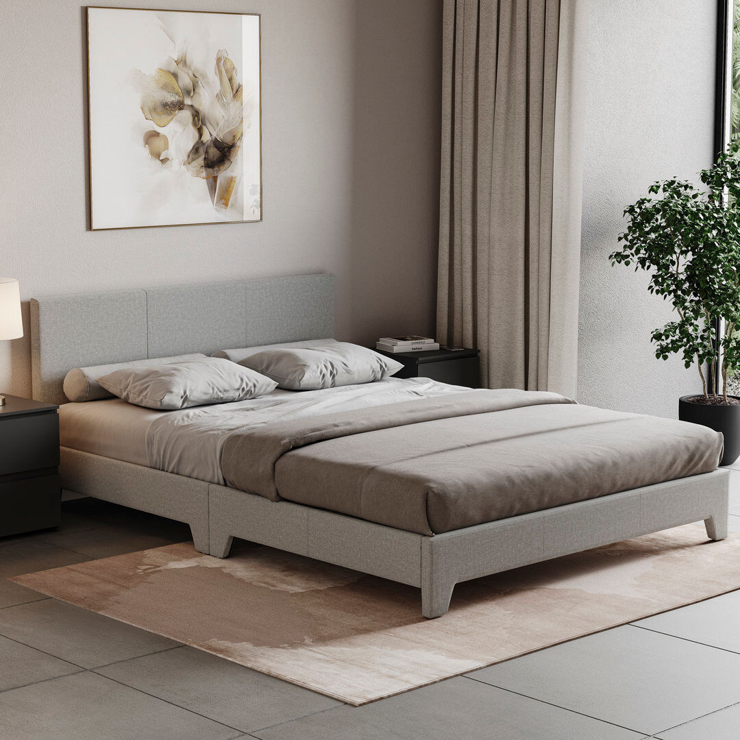 Zipcode Design Scipio Upholstered Bed, UKFR Certified Light Grey Kingsize (5')