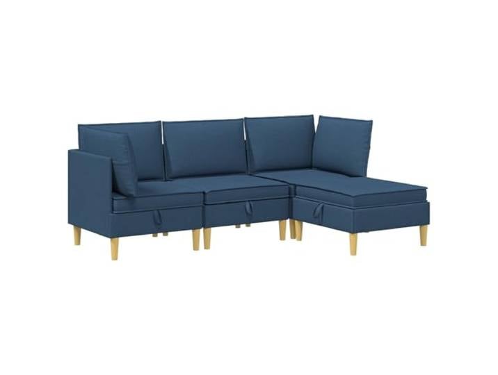 PUGYNBK Modulares Sofa, blau, mit Aufbewahrung, 4-teilig Sectal Chaise Lounge, abnehmbare Bezüge, Sperrholzrahmen, Polyester