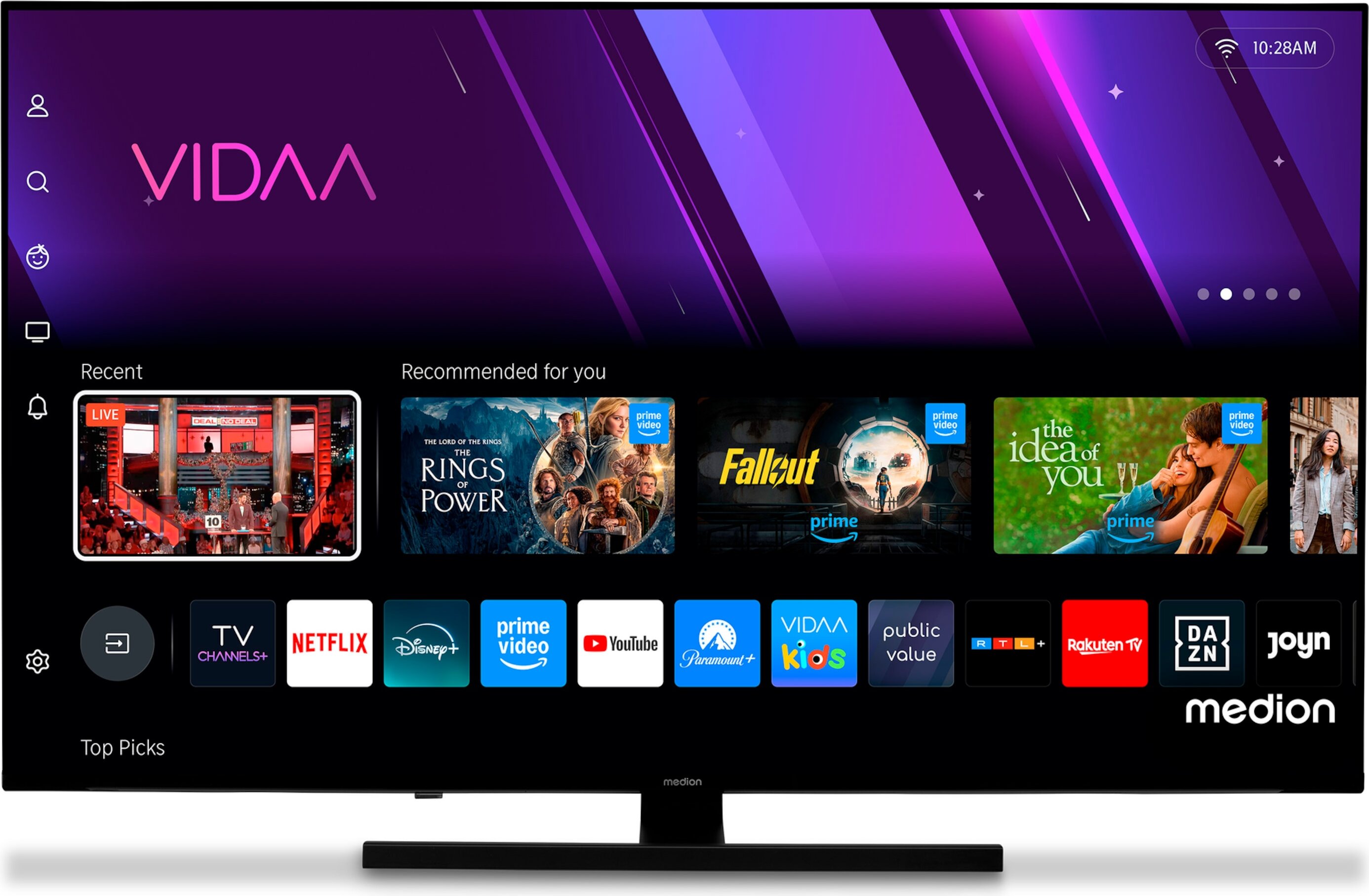 MEDION 108 cm (43 Zoll) QLED Fernseher (Smart-TV, Dolby Vision HDR, VIDAA Store, Prime Video, Disney+, DAZN, Paramount+, DTS X, Dolby Atmos, PVR, Bluetooth, MD 843600)