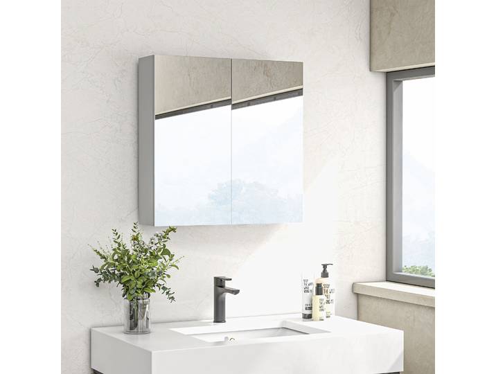 kleankin Armoire Miroir SDB Murale 2 Portes Blanc
