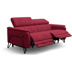RELAXSOFA RODEN 3-Sitzer mit 2 Relax, rostrot, Veloursstoff