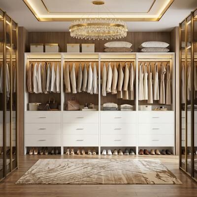 Rackcog Cimly Freestanding Closet System with Wood Drawers, Organizer Wardrobe for Walk-in and Reach-in Closet