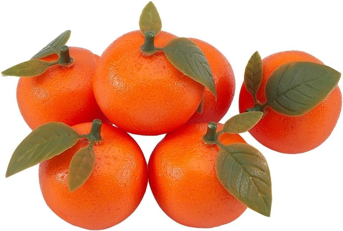 6 Stuks Realistische Mini Sinaasappels voor Decoratie en de Herfsttafel