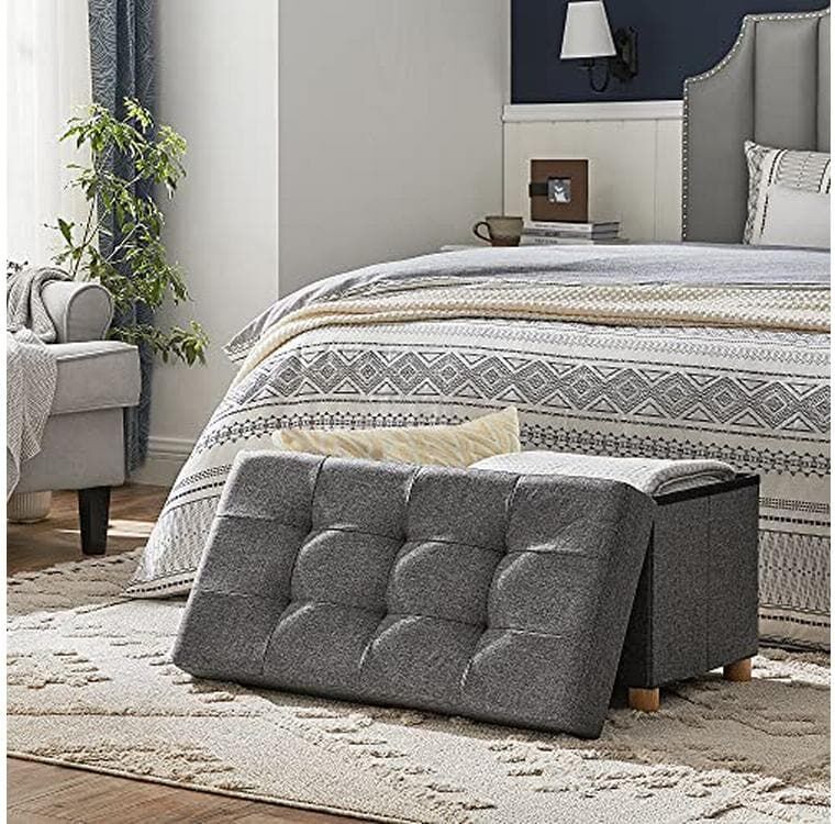 Truhe SONGMICS "76 x 38 x 40 cm", grau (dunkelgrau), B:76cm H:40cm T:38cm, Truhen, Truhe dunkelgrau B/H/T: 76cm x 40cm x 38cm