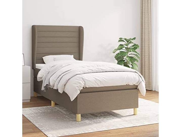 Strapazierfähiger Stoff verstellbares Kopfteil Boxspringbett mit Matratze Boxspringbett mit Matratze Taupe 90x200 cm Stoff Bett mit Kopfteil verstellbar Taschenfederkern Topper