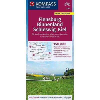KOMPASS Fahrradkarte 3310 Flensburg Binnenland, Schleswig, Kiel 1:70.000, Sonstige von , Kompass-Karten, 978-3-99121-500-4