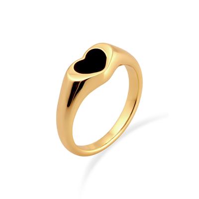 Siegelring ELLI "Ring Siegelring Herz Goldfarben für Damen" Gr. 54, gold, Fingerringe, Damen, 54, Messing, Siegelring