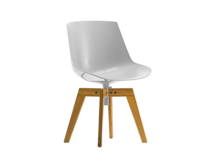 MDF ITALIA chaise avec pieds en chêne FLOW CHAIR (Blanc - Polycarbonate)