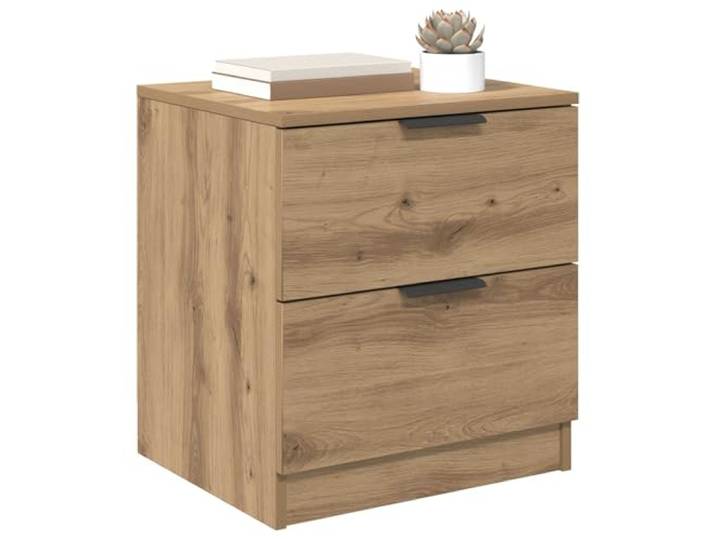 KTHLBRH Nachtschrank 2 Stück Eiche Handwerk 45 x 39 x 50 cm Sperrholz, 2 Schubladen, matte Griffe, Montage erforderlich, Verwendung im Innenbereich