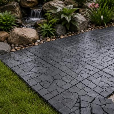 DEVERA "Stone Texture 12"" x 12"" Interlocking Patio Deck Tiles，44-Pack - 1' x 1'"