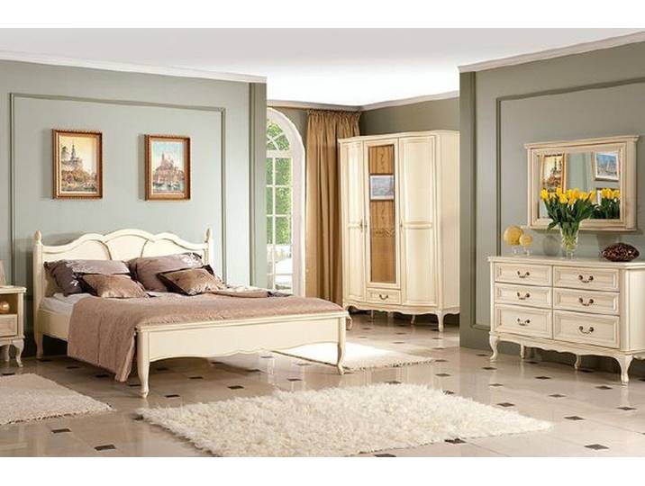 JVmoebel Schlafzimmer-Set Italienisches Schlafzimmermöbel in Holzoptik mit Nachttisch, Made in Europa