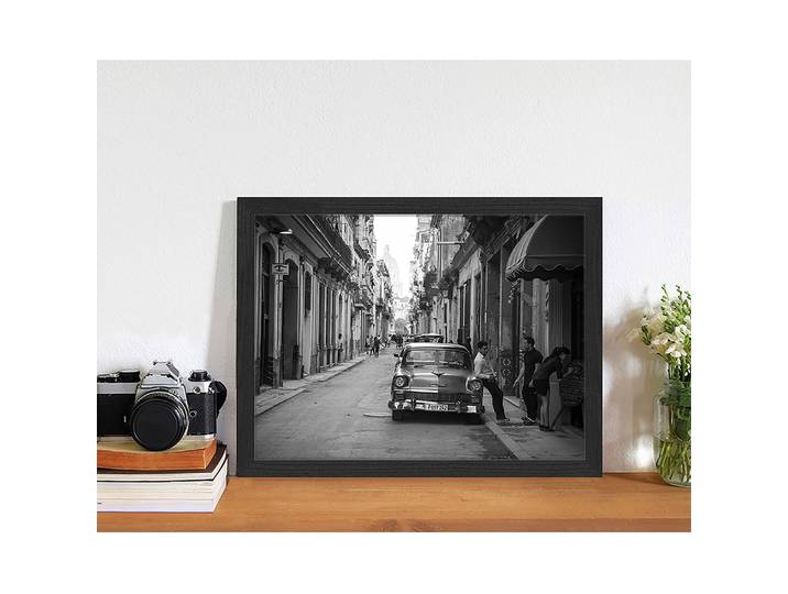 Bild 1950s Chevy in Havana, Cuba Rahmen: Massivholz Buche, lackiert Abdeckung: Plexiglas Schwarz 43 x 33cm