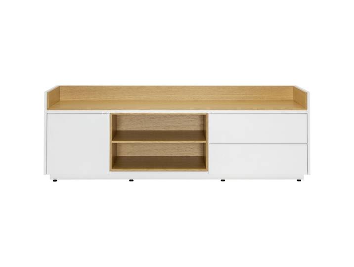Lowboard Boston Weiss lackiert/Eiche furniert Holz B 155 cm 30 kg - Lowboard
