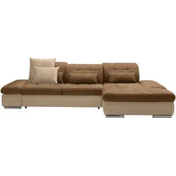 Wohnlandschaft Sanfino Taupe/Cognac