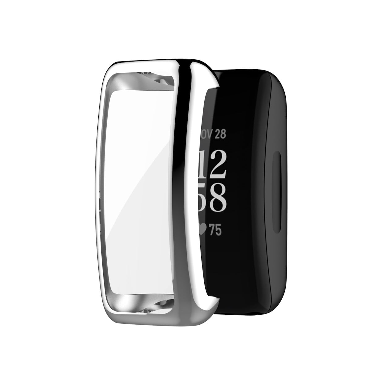 Wigento TPU Horlogekast met Zilveren Galvanisatie voor Fitbit Inspire 3