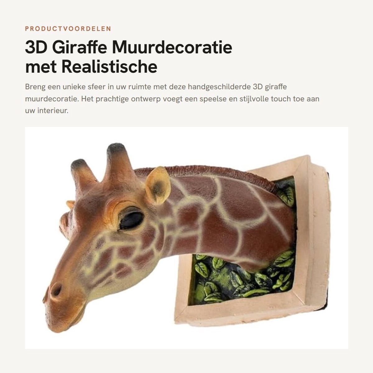 Dailygoods Giraffe Hoofd 3D Wanddecoratie - Natuurlijk Hout - Industrieel Design