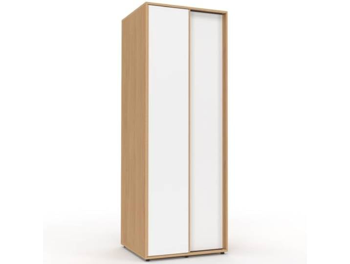 IDMarket - Schrank 2 Schiebetüren SLIDEA Holz und Weiß 60 cm Kleiderschrank mit Regal