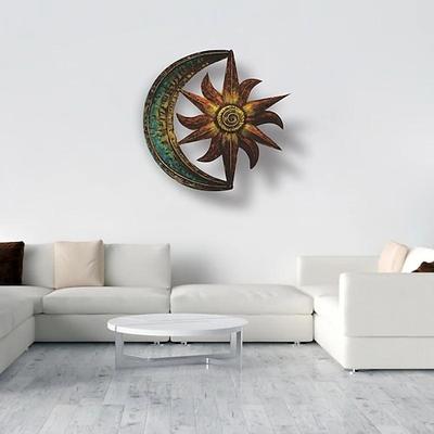 Metall-Sonne-Mond-Wanddekoration, flache Sonnen-Wanddekoration, Sonne- und Mond-Wanddekoration, Sonnen-Wandkunst, Gartendekoration, Raumdekoration, Sonnen-Wanddekoration, Outdoor-Sonnen-Wandkunst,