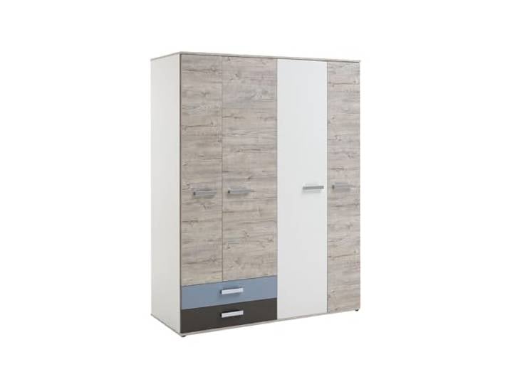 möbelando Kleiderschrank >Nona 9< in Sandeiche Dekor-weiß-Lava-Denim