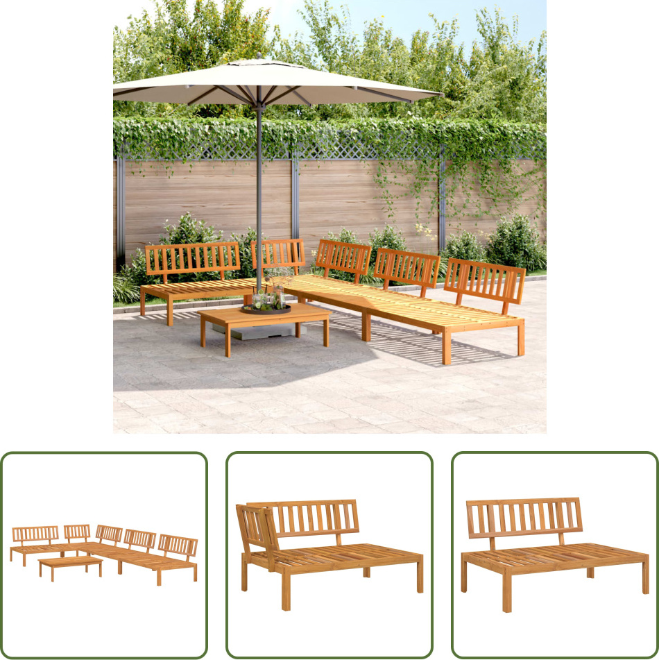 The Living Store 5-tlg. Garten-Sofagarnitur aus Paletten Massivholz Akazie