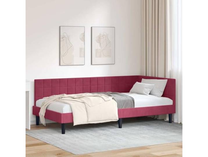 YUOTYRKTEJRSG Stoffbezug Schlafsofa Design 90x200 Rot Eckbettgestell mit Kopfteil Weinrot Samt 90x200 cm L-form Sofa Bett Schlafcouch mit Lattenrost Platzsparend