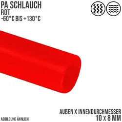 10 x 8 mm Polyamid PA Pneumatik Schlauch rot - PN 15 bar