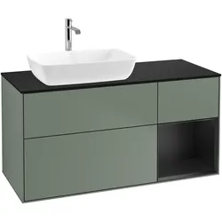 Villeroy & Boch Waschbeckenunterschrank Finion G81, Olive Matt Lacquer, 1200x603x501 mm, mit Beleuchtung, SoftClosing und Push-to-open Funktion