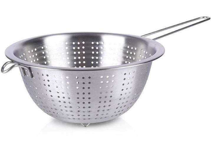 Excellent Houseware Keukenzeef - zilver - RVS - 21 cm - vergiet met steel