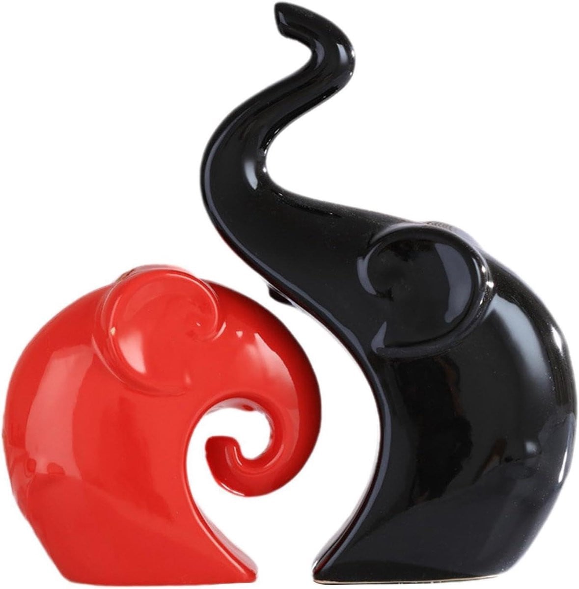 Wit keramisch olifanten beeldje voor decoratie, Hoogte: 22 cm