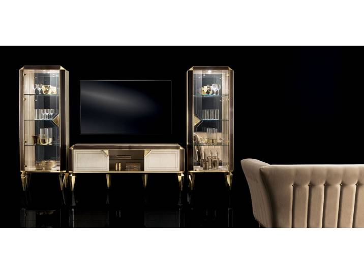 Xlmoebel Wohnzimmer-Set Wohnwand Set mit Vitrinen und Kommode für stilvolle Einrichtung, Made in Europa