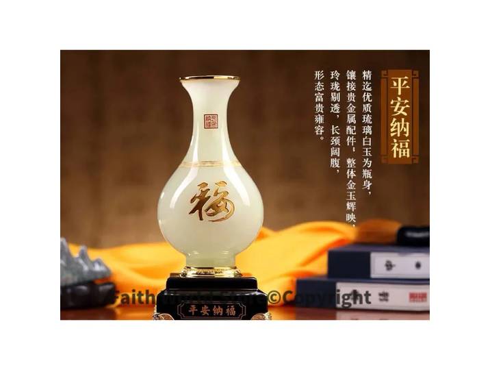 FENG SHbiomcare-Statue de sculpture de bouteille de jade sûre, cadeau de Noël, bureau à domicile, entreprise, efficace, protection isman, porte-bonheur de bon augure