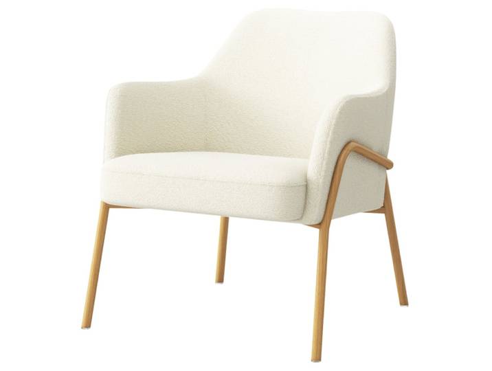 Fauteuil lounge en tissu bouclé ecru