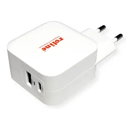 Roline USB Ladegerät 38W 1xUSB C PD+ 1xUSB-A QC GaN (38 W, 2 Ports), USB Ladegerät, Weiss
