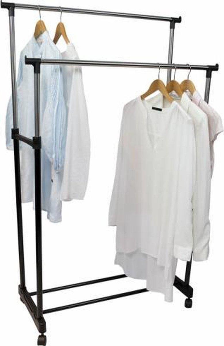 Relaxwonen Dubbel Kledingrek Zwart, Hoogte verstelbaar van 80 tot 150 cm, B: 83 cm, D: 43 cm
