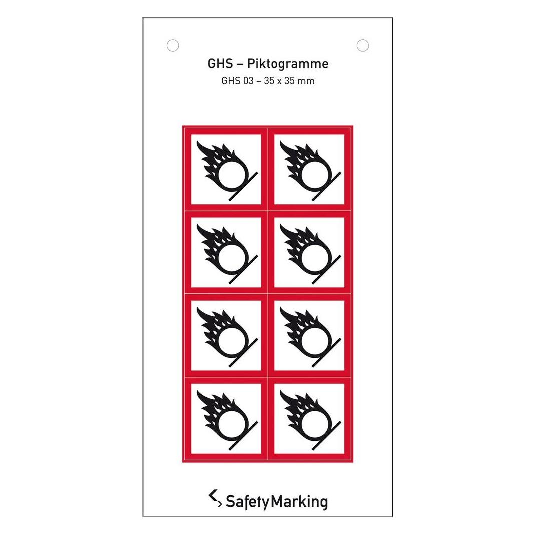SafetyMarking GHSGefahrenpiktogramm Symbol 03 Flamme über Kreis 3. (30.3552.03)