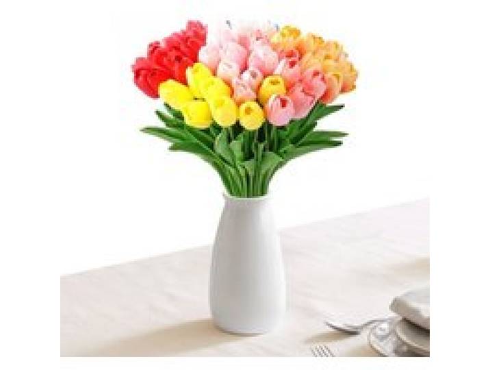 VEVOR Kunstblumen Gefälschte Tulpen mit Stielen 100 Bündel Gemischte Farben, Künstlicher Blumenstrauß als Deko für Zuhause Büro & Café, aus PU-Schaum Kunststoff & Eisendraht, Pflegefreie Kunstpflanze