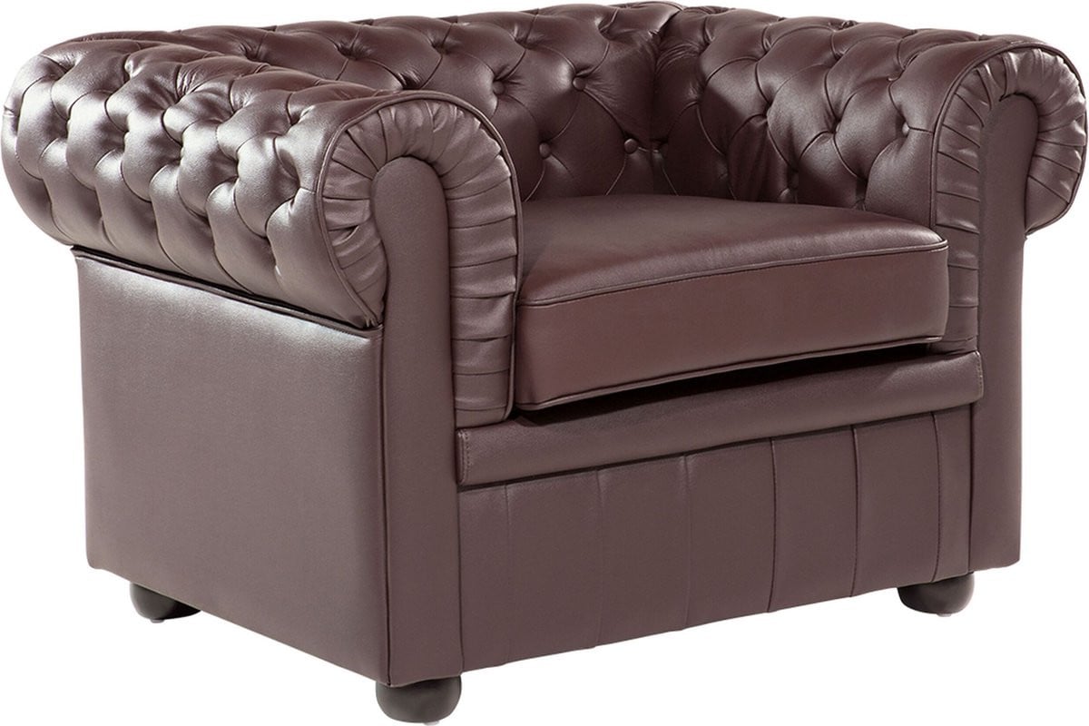 Chesterfield fauteuil in bruin leer voor volwassenen