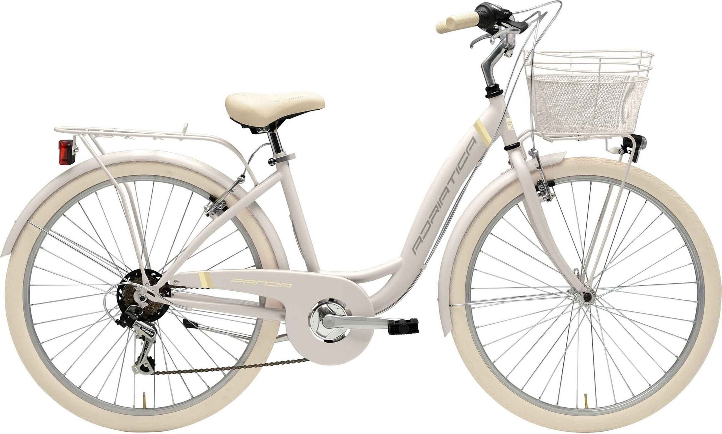 69 Adriatica Cityfahrrad 26 Zoll PANDA weiß, inkl. Korb