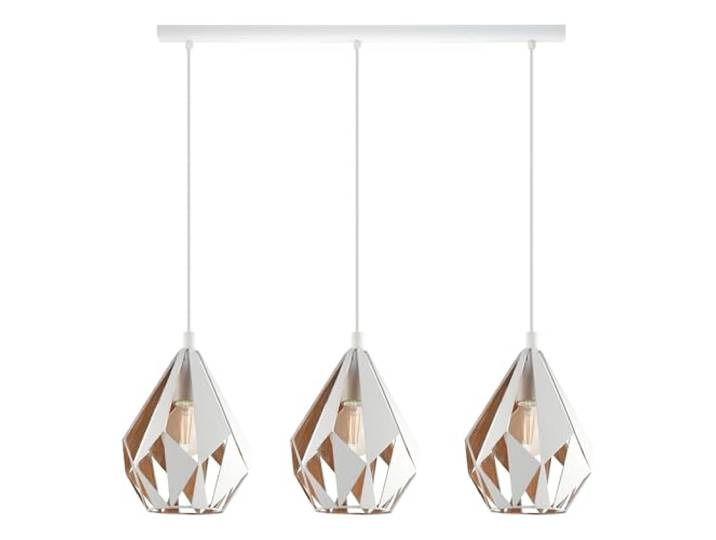 Eglo Suspension luminaire Carlton 1 à 3 lampes\, lustre suspendu vintage et rétro\, pour salon et salle à manger\, acier blanc\, doré\, douille E27