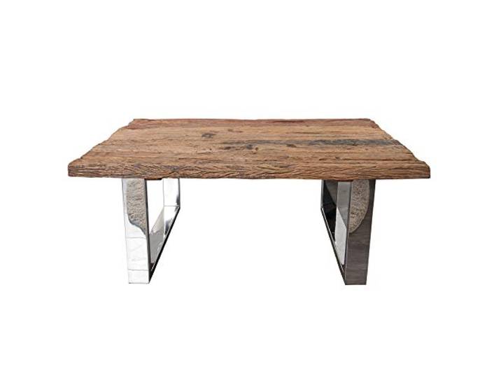 invicta INTERIOR riess-Ambiente Massiver Couchtisch Barracuda 110cm Teakholz mit Kufengestell und Glas Wohnzimmertisch