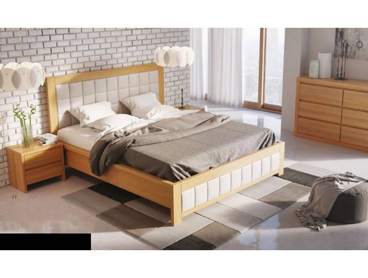 Xlmoebel Holzbett Handgefertigtes Doppelbett aus massivem Echtholz mit Polsterung (Doppelbett, 1-tlg., Bett), Hergestellt in Europa