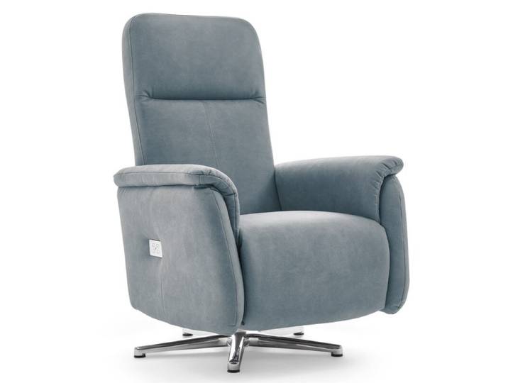 Calizza Interiors Olivin Relaxsessel manuell oder motorisch verstellbar - Microfaser Bulus 16 steel - mit motorischer Verstellung automatische Fußteilverstellung, automatische Rückenteilverstellung, manuelle Fußteilverstellung, manuelle Sitzteilverstellung Modern, Zeitlos