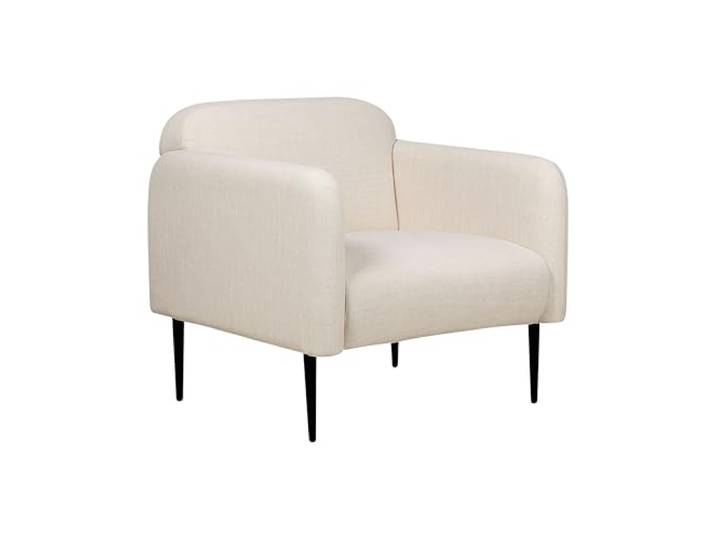 Sessel Leinen beige mit Armlehnen Metallgestell schwarz Retro-Design Stouby