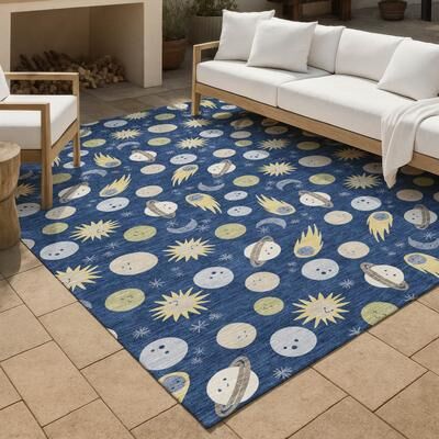 Addison Rugs Machine Washable Indoor/ Outdoor Planets Comets Chantille Rug