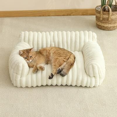 Uplift Essentials Modern Striped Pet Sofa Bed white l