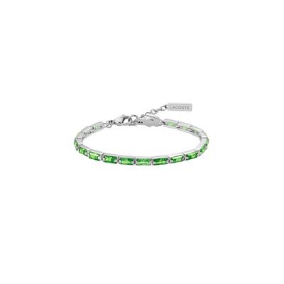 Tennisarmband LACOSTE "DUCHESS", grün (edelstahlfarben, grün, grün), Armbänder, Damen, 18cm, Edelstahl, Tennisarmband, mit Preciosa Crystal