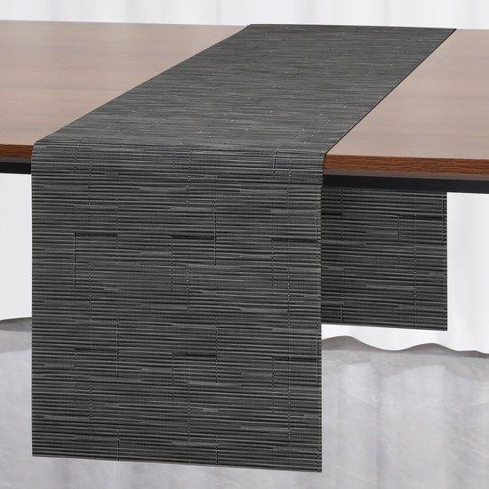 Modern PVC-tafelkleed met grafisch ontwerp, grijs-zwart, B: 40 cm, L: 140 cm
