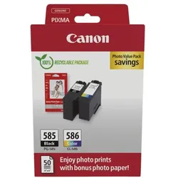 Canon Value Pack: Tintenpatronen-Set »PG-585 & CL-586« inkl. 50 Blatt Fotopapier 10x15 schwarz